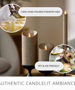 Champagne Glow Glitter Flameless Candle Pillars