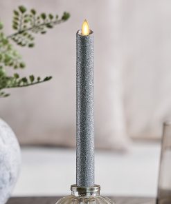 Brilliant Silver Glitter Flameless Candle Taper
