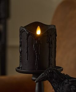 Glitter Black Heavy Wax Drip Flameless Candle Pillar