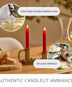 True Red Flameless Candle Tapers - Flat Top - 6.75