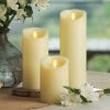 Ivory Flameless Candle Pillar - Scallop Top Vanilla Scented - 3” Width