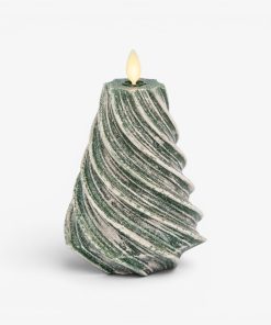 Holiday Green Glitter Swirl Flameless Candle Tree