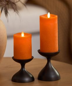 Chalky Burnt Orange Flameless Candle Pillar