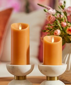 Sunlit Honey Scallop Flameless Candle Pillar