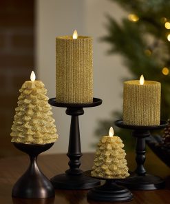 Rich Gold Glitter Flameless Candle North Tree