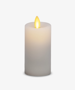 White Flameless Candle Slim Pillar - Recessed Top