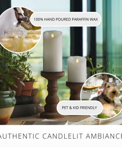 White Flameless Candle Pillar - Scallop Top - 3