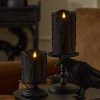 Glitter Black Heavy Wax Drip Flameless Candle Pillar