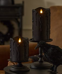 Glitter Black Heavy Wax Drip Flameless Candle Pillar