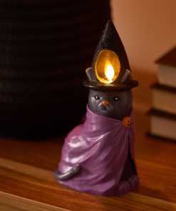Smoky Charcoal Flameless Candle Witch Cat