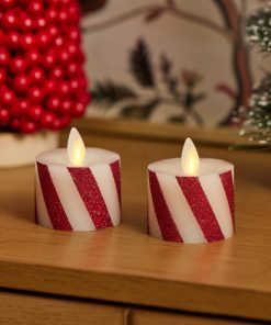 Red Candy Cane Flameless Candle Tealights
