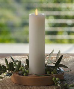 White Flameless Candle Slim Pillar - Recessed Top