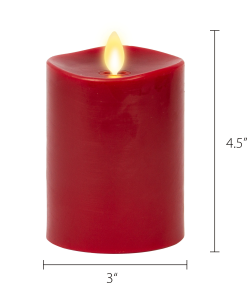 Burgundy Flameless Candle Pillar - Melted Top - 3