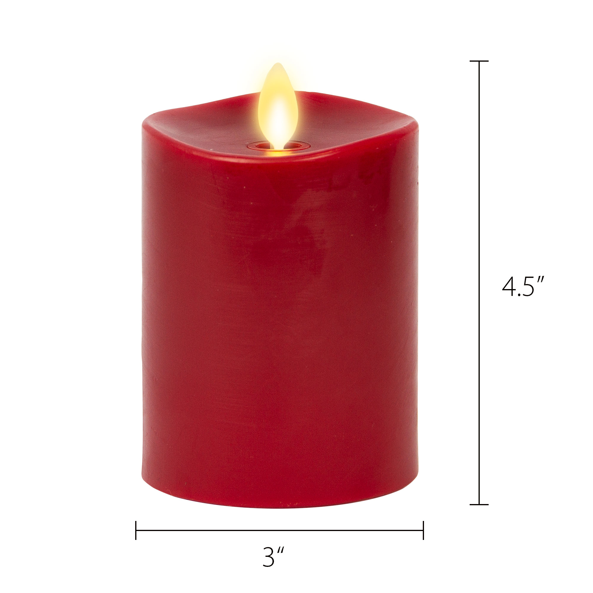 sm-image-3ed4d35a555934fb11606468 Burgundy Flameless Candle Pillar - Melted Top - 3" Width