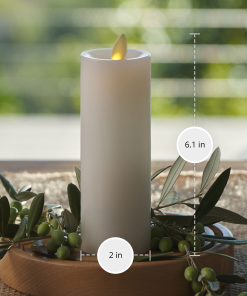White Flameless Candle Slim Pillar - Recessed Top