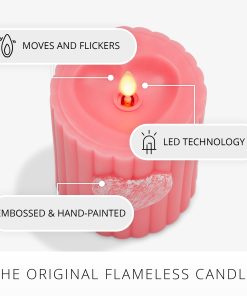 Sweet Pink Ribbed Flameless Candle Pillar