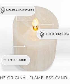 White Swan Selenite Flameless Candle Pillar