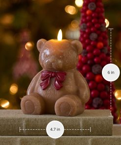 Warm Biscuit Holiday Teddy Bear Flameless Candle