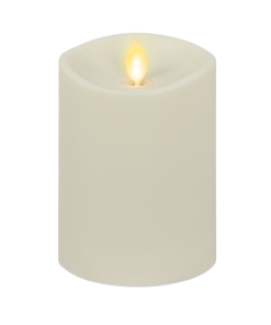 Pearl Ivory Outdoor Flameless Candle Pillar - Melted Top - 3.25