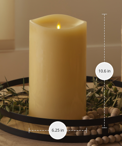 Ivory Flameless Candle Grand Pillar - Melted Top - 6.25