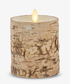Real Birch Wood Flameless Candle Pillar - Recessed Top - 3.5