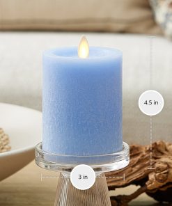 Cornflower Seaglass Flameless Candle Pillar