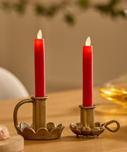 True Red Flameless Candle Tapers - Flat Top - 6.75" Height - Set of 2