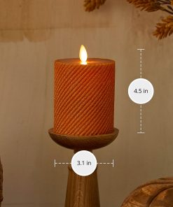Glitter Marmalade Ribbed Flameless Candle Pillar