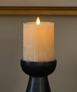 White Swan Sweater Knit Flameless Candle Pillar