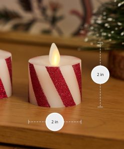 Red Candy Cane Flameless Candle Tealights