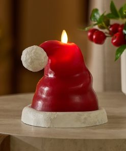 Holiday Red Santa Hat Flameless Candle