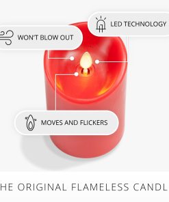 True Red Flameless Candle Pillar - Scallop Top - 3