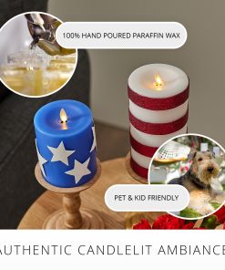 Set of 2 Stars & Stripes Flameless Candle Pillars