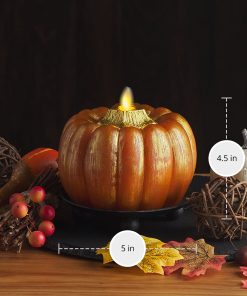 Orange and Metallic Gold Flameless Candle Pumpkin