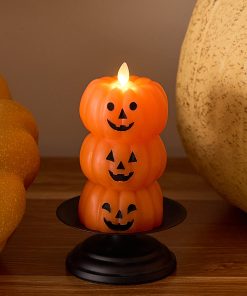 Russet Orange Flameless Candle Stacked Jack-o-lanterns