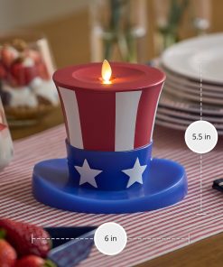 Red, White & Blue Flameless Candle Patriotic Hat