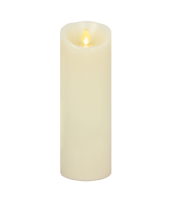 Ivory Flameless Candle Pillar - Scallop Top Vanilla Scented - 3” Width
