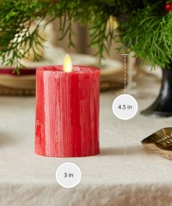 Holiday Red Selenite Flameless Candle Pillar