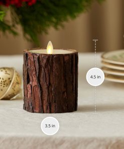 Real Bark Wood Flameless Candle Pillar