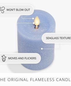 Cornflower Seaglass Flameless Candle Pillar