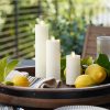 Pearl Ivory Outdoor Flameless Candle Slim Pillar - Melted Top - 2" Width