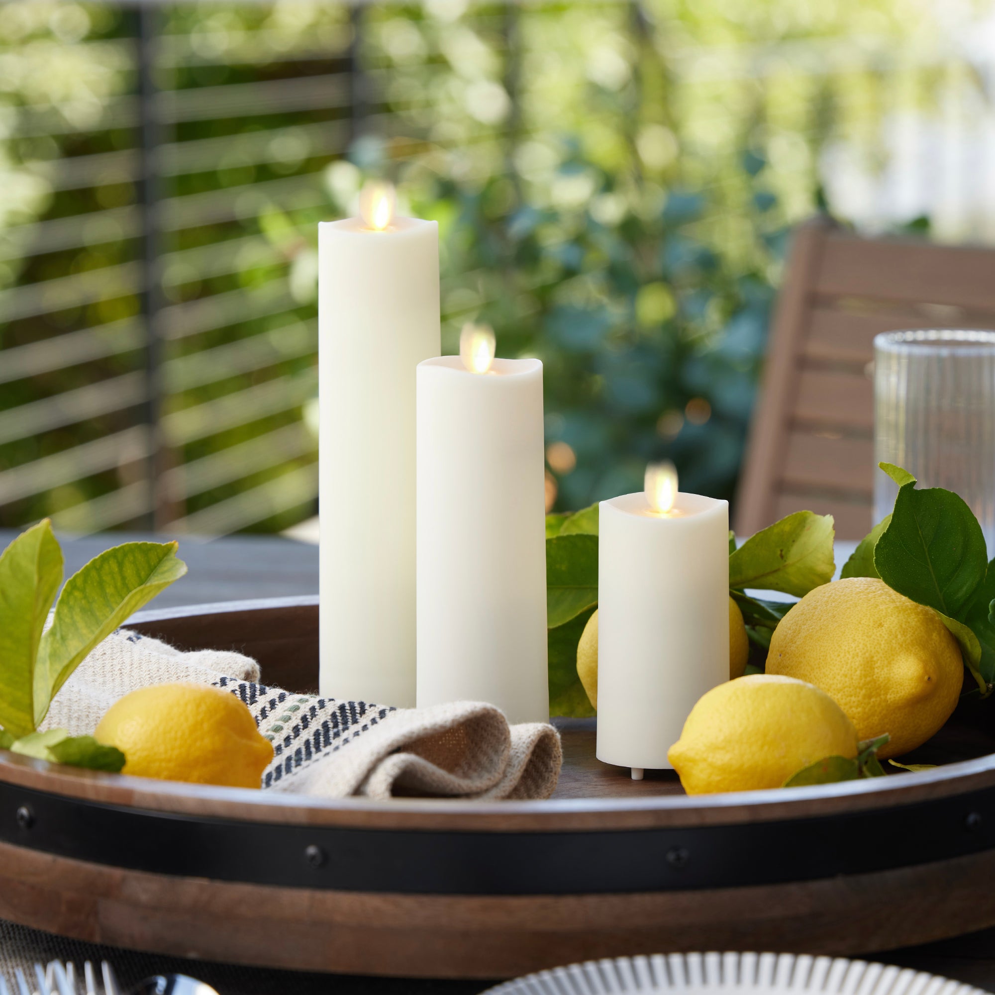 sm-image-45a1d24b86b03296b41bd8de Pearl Ivory Outdoor Flameless Candle Slim Pillar - Melted Top - 2" Width