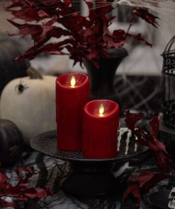 Burgundy Wax Drip Flameless Candle Pillar