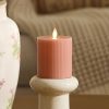 Soft Clay Flameless Candle Ribbed Pillar