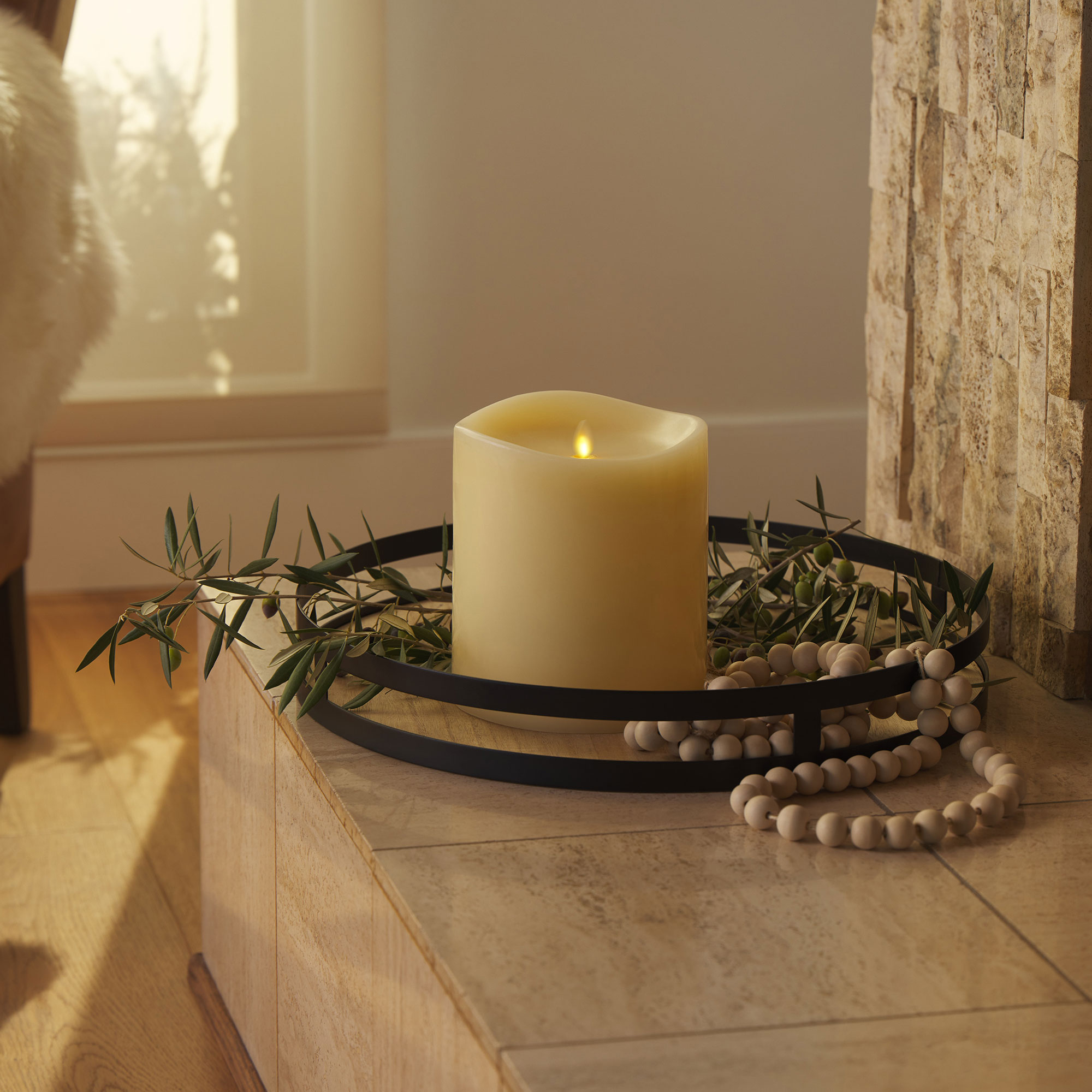 sm-image-46f5c0a3d2a399888dfbd3ef Ivory Flameless Candle Grand Pillar - Melted Top - 6.25" Width