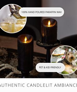 Black Wax Drip Flameless Candle Pillar
