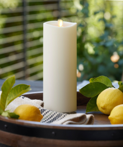 Pearl Ivory Outdoor Flameless Candle Pillar - Melted Top - 3.25