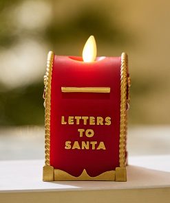 Holiday Red Flamless Candle Santa Mailbox