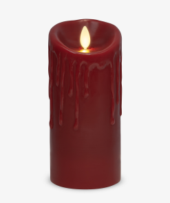 Burgundy Wax Drip Flameless Candle Pillar