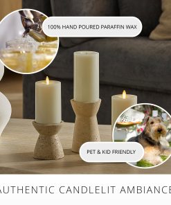 Pearl Ivory Rechargeable Wick To Flame Flameless Candle Pillar